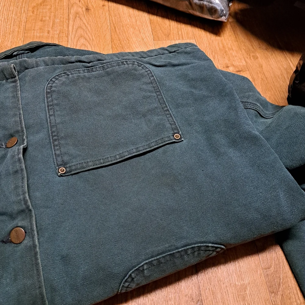 Vintage Carhartt Chore Jacket Blanket Lined Dark Teal Size Large - Picture 9 of 10